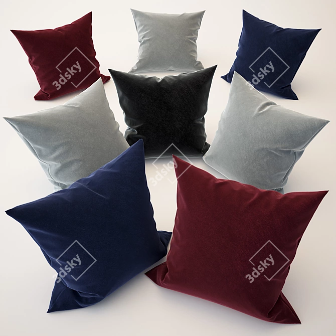 Luxury Velvet Pillow Set 3D model image 1