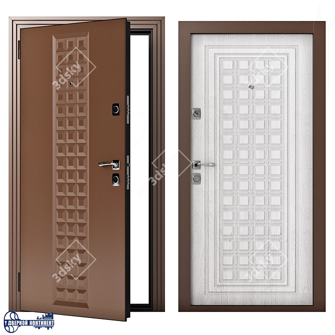 Continent-Contour Steel Entrance Doors 3D model image 2