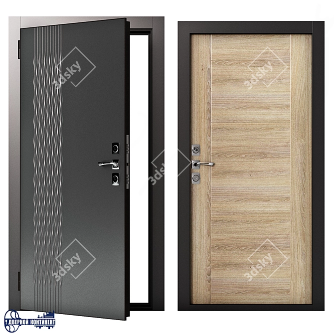 Secure and Stylish Continent-Gracia Entrance Doors 3D model image 1