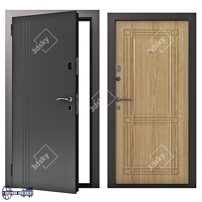 Security and Comfort in Continent-Line Entrance Doors 3D model image 1