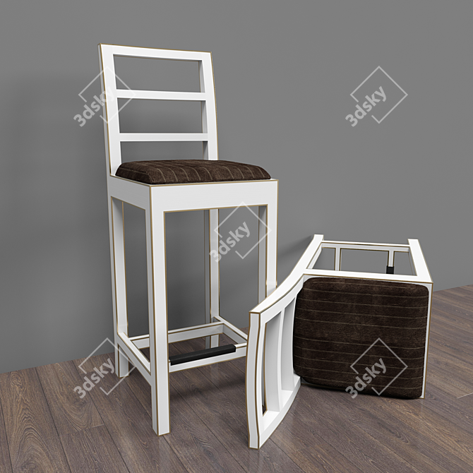 Modern Convertible Stool-Chair 3D model image 1