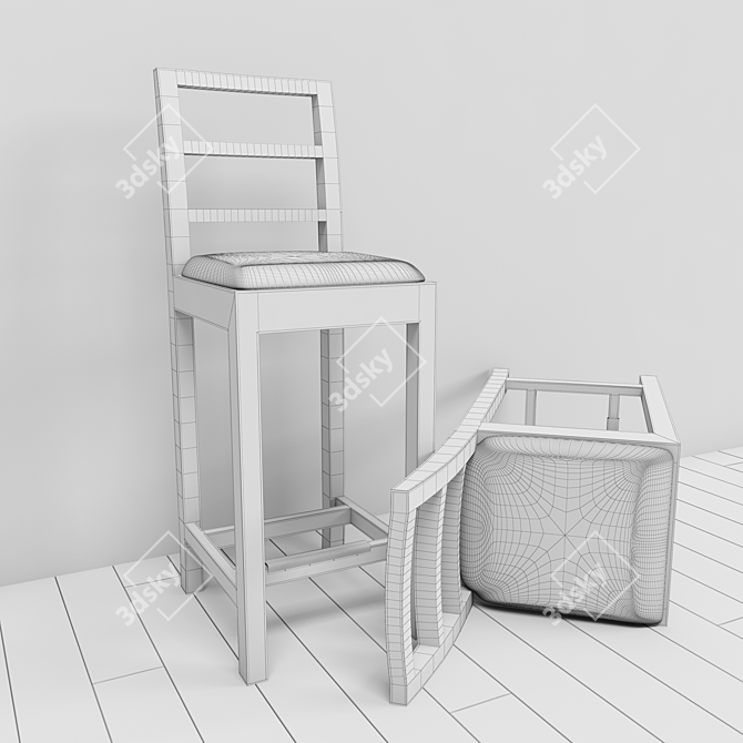 Modern Convertible Stool-Chair 3D model image 2