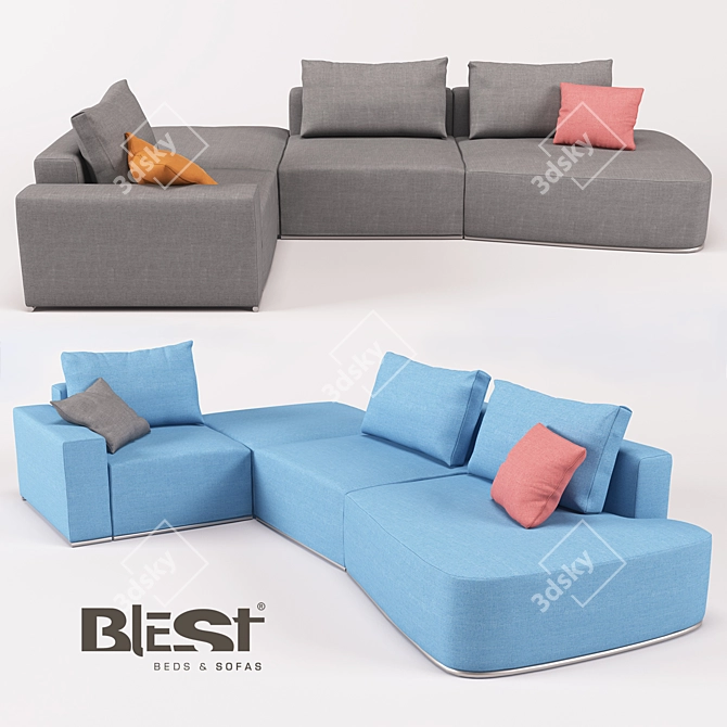 Versatile OM Blank Modular Sofa 3D model image 1