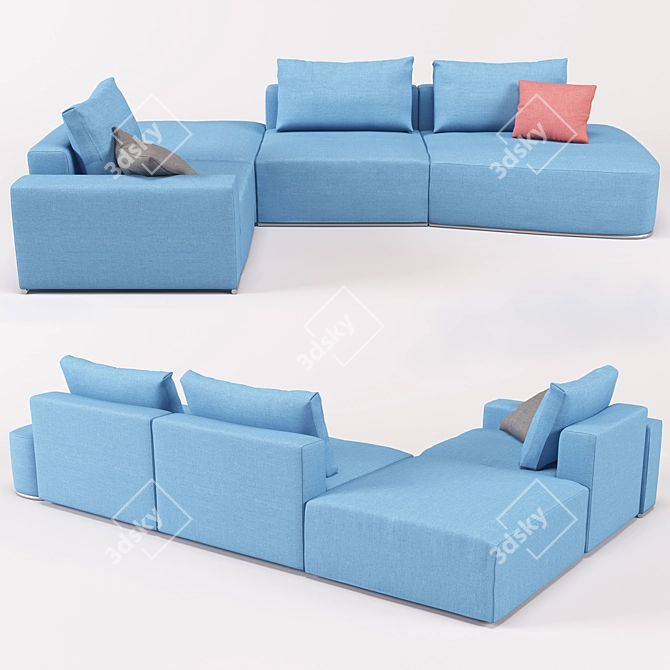 Versatile OM Blank Modular Sofa 3D model image 2