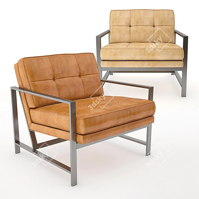 Elegant Metal Leather Chair 3D model image 1