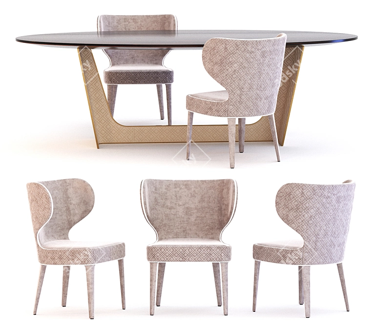 Elegant Wings & Aida Table Set 3D model image 1