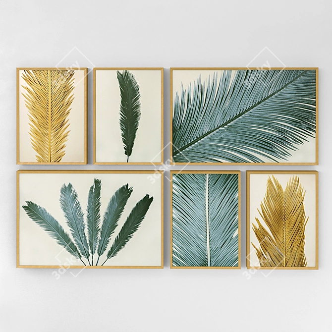 Palm Leaf Wall Décor Set 3D model image 1