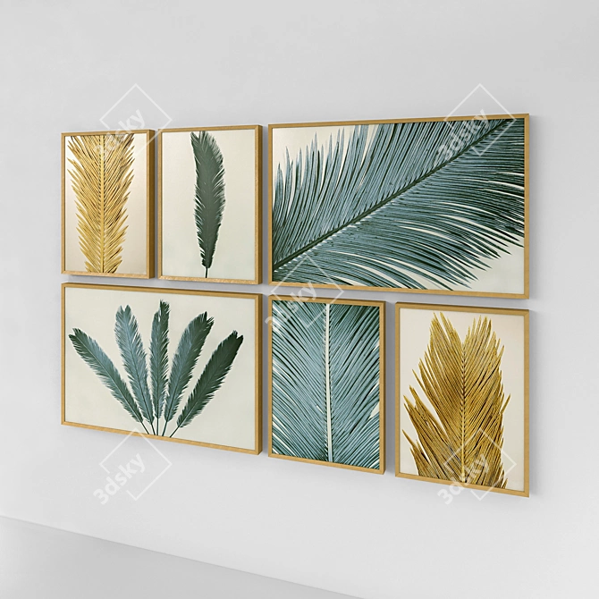 Palm Leaf Wall Décor Set 3D model image 2