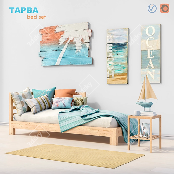 IKEA TARVA Bed Daybed Set - Versatile and Ergonomic Furniture 3D model image 1