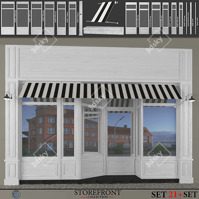 Vintage Shop Facade Kit 3D model image 1