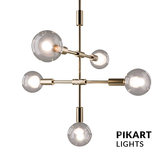 Elegant Brass Chandelier | Art. 3961 3D model image 1