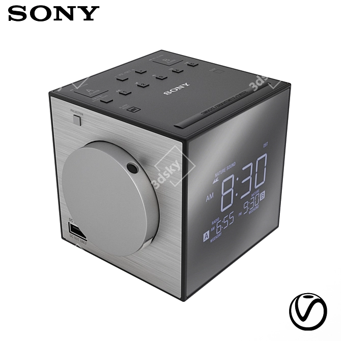 Sony ICF-C1PJ Digital Alarm Clock 3D model image 1