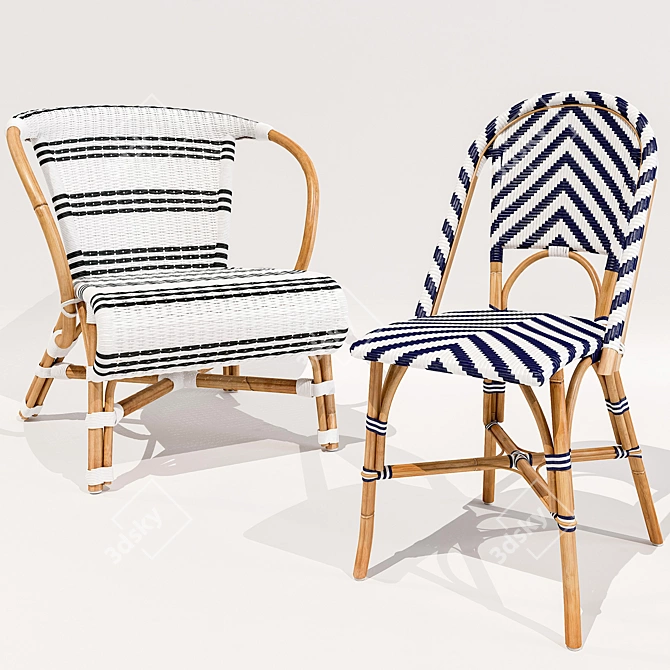 Monaco & Chevron Riviera Chairs: Elegant Seating Solution 3D model image 1