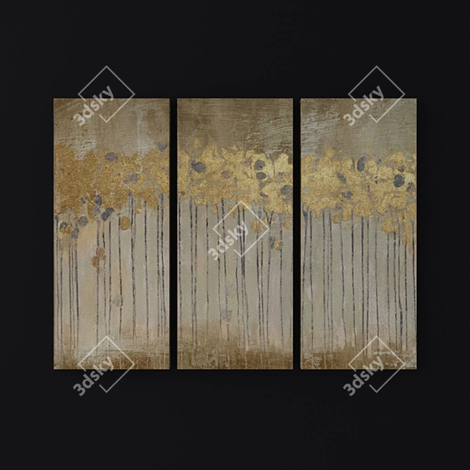 Midnight Forest Gold Canvas Set 3D model image 1