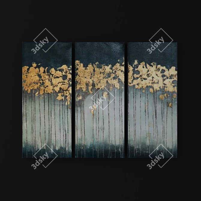 Midnight Forest Gold Canvas Set 3D model image 2