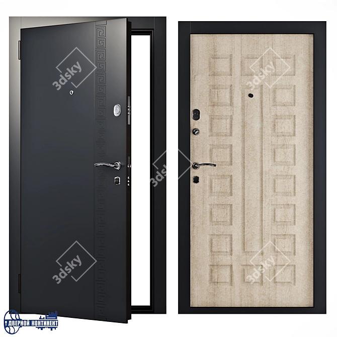 Secure and Stylish Entrance Doors 3D model image 2