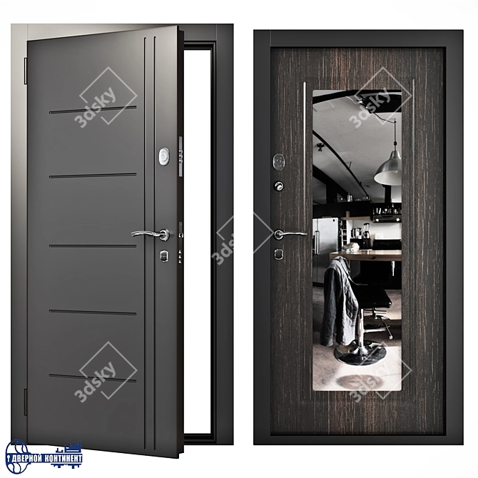 Continent City-Mirror: Stylish Steel Entrance Doors 3D model image 2