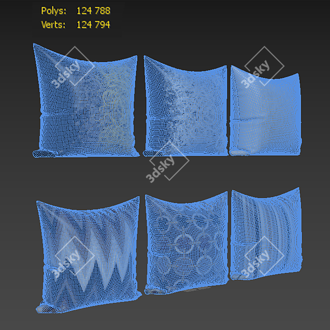 Decorative Swirls Black Pillows - Set of 2 3D model image 3