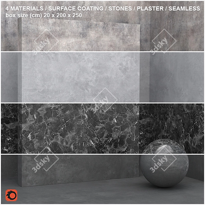 Seamless Stone & Plaster Set | 4 Materials 3D model image 1