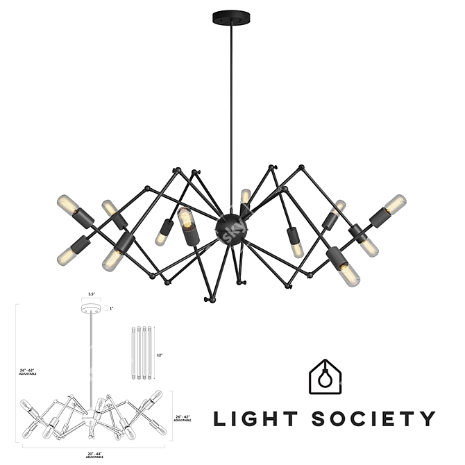 Arachnid Chandelier: Modern Matte Black 3D model image 1