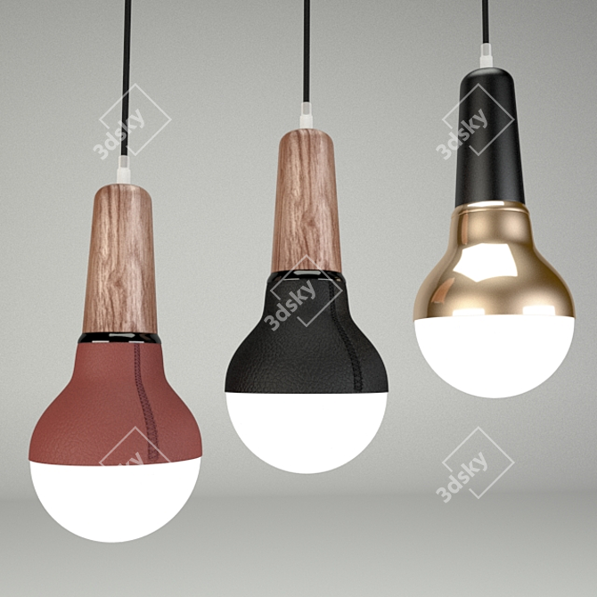 Sleek Leather-Copper Ceiling Lamp 3D model image 1