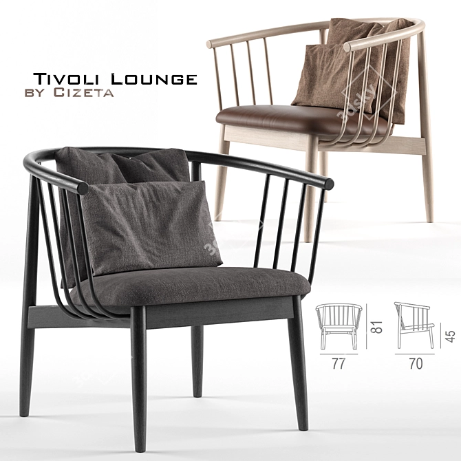 Elegant Ash Armchair: Tivoli Lounge 3D model image 1