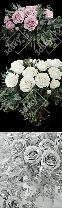 Elegant Rose Bouquets 3D model image 3