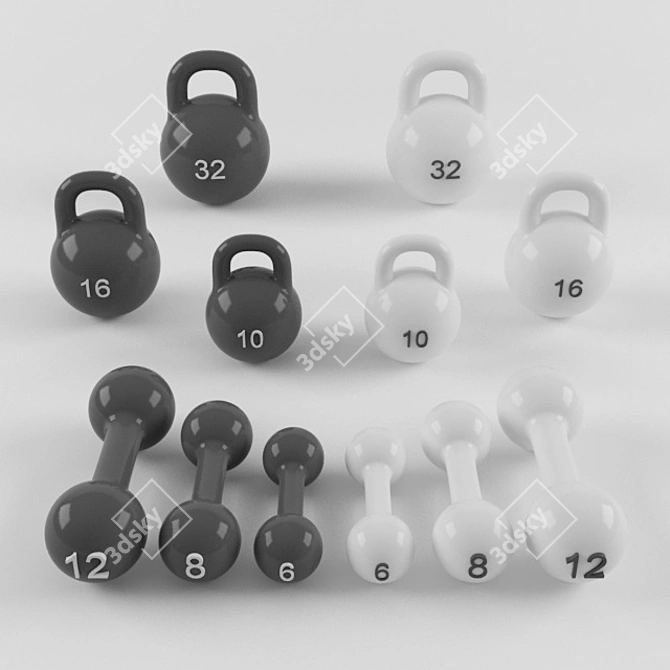 Ultimate Fitness Set: Weights & Dumbbells 3D model image 1