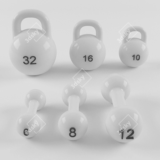 Ultimate Fitness Set: Weights & Dumbbells 3D model image 2