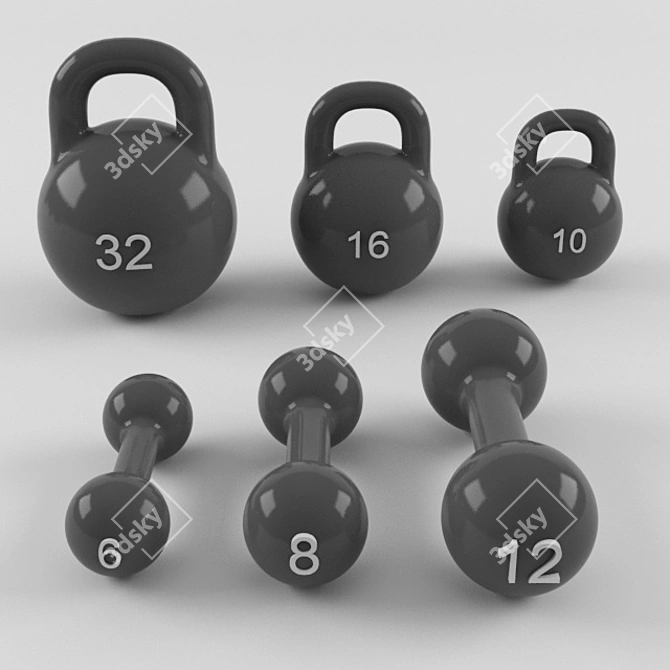 Ultimate Fitness Set: Weights & Dumbbells 3D model image 3