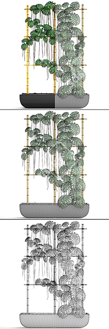 Monstera Vertical Garden: Decorative Bush in Pot 3D model image 3