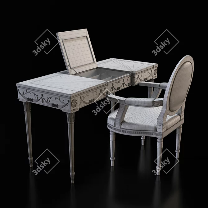 Monarche Dressing Table & Armchair: Elegant and Functional 3D model image 2