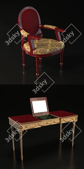Monarche Dressing Table & Armchair: Elegant and Functional 3D model image 3