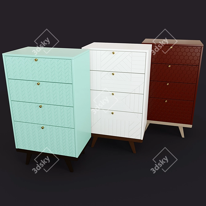 3D Carved High Chest of Drawers THIMON 3D model image 1