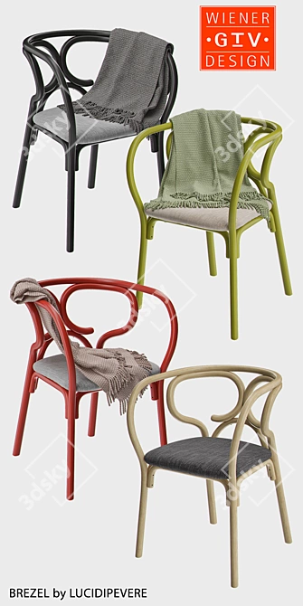 Brezel Rattan Dining Chair 3D model image 2