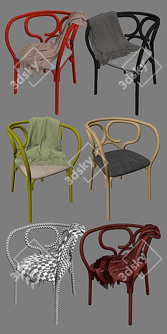 Brezel Rattan Dining Chair 3D model image 3