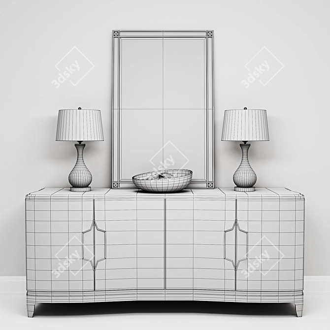 Elegant Adela Set: Buffet, Mirror, Table Lamp 3D model image 3