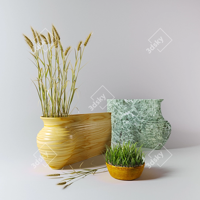 Wheat-inspired Vase Collection 3D model image 1