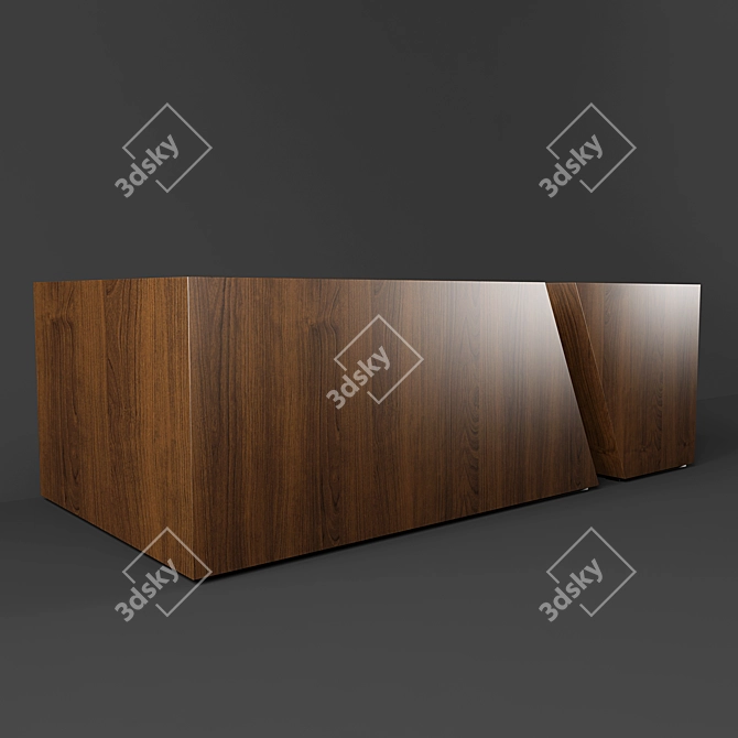 Title: Modern Walnut Coffee Table 3D model image 2