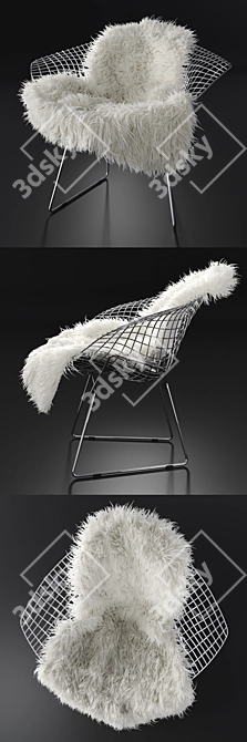 Luxury Sheepskin Bertoia Chair 3D model image 2