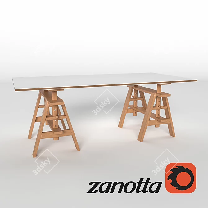 Elegant Beech Desk: Leonardo 3D model image 1