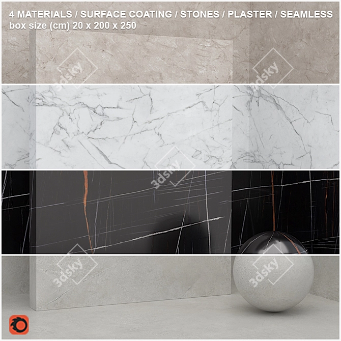 Seamless Materials Set - Stone, Plaster  3D model image 1