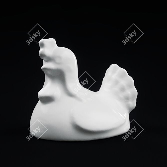 Vintage Brown Hen Figurine 3D model image 1