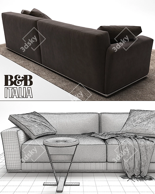 B&B Italia Luis Sofa: Elegant Comfort in 240cm Width 3D model image 3