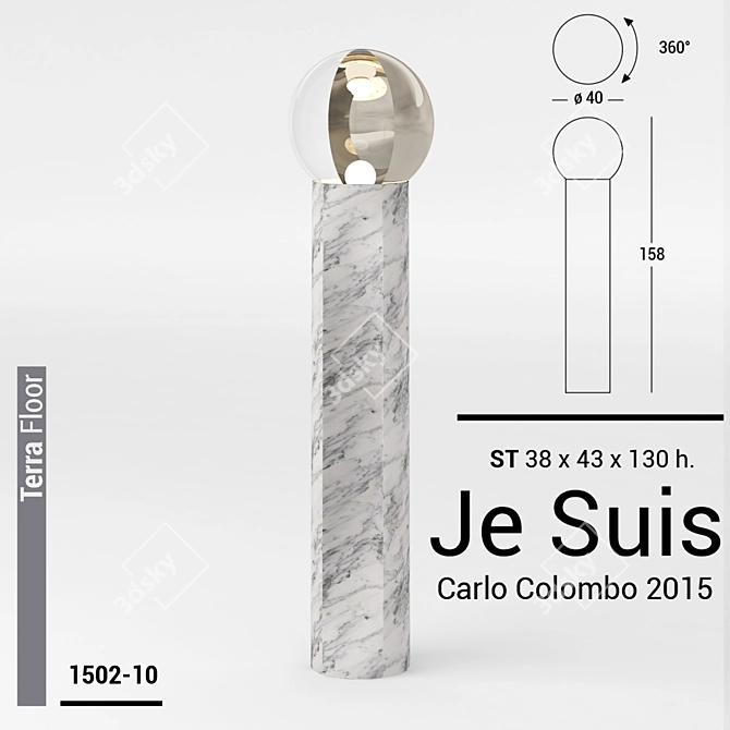 Sleek Chrome-Marble Floor Lamp 3D model image 1