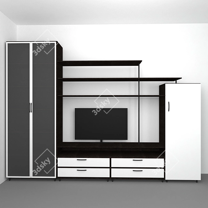 TV Furniture Set: Stylish and Spacious 3D model image 1