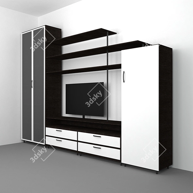 TV Furniture Set: Stylish and Spacious 3D model image 2