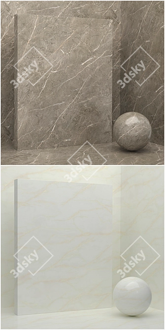 Seamless Set: Stone, Plaster - 4 Materials 3D model image 2