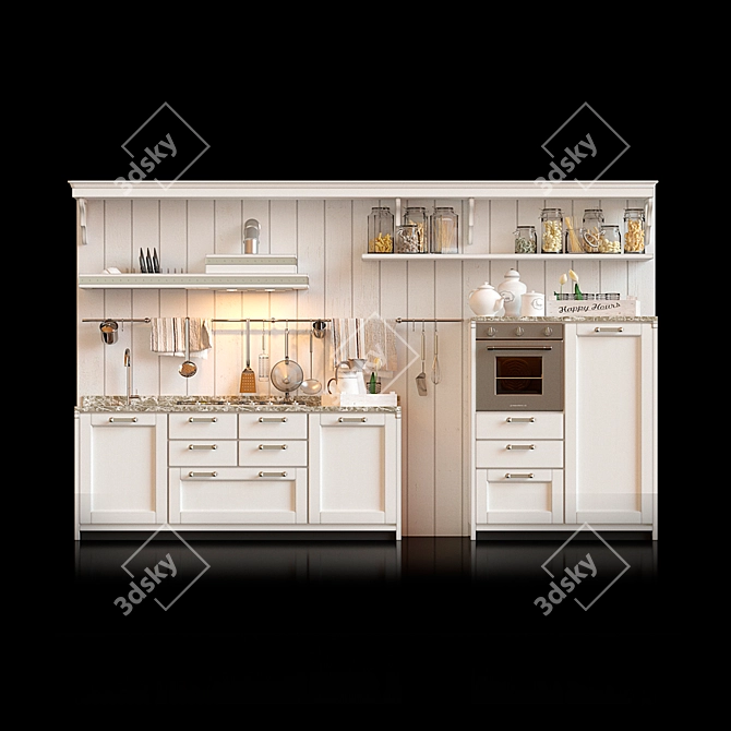 Vintage Italian Kitchen: Marchi Cucine Kreola 3D model image 1