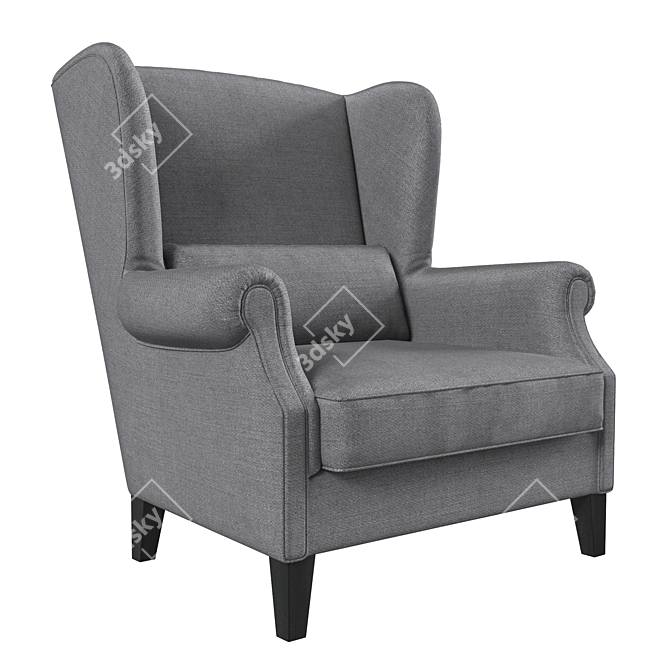 Cozy Charcoal Lounge Chair 3D model image 2